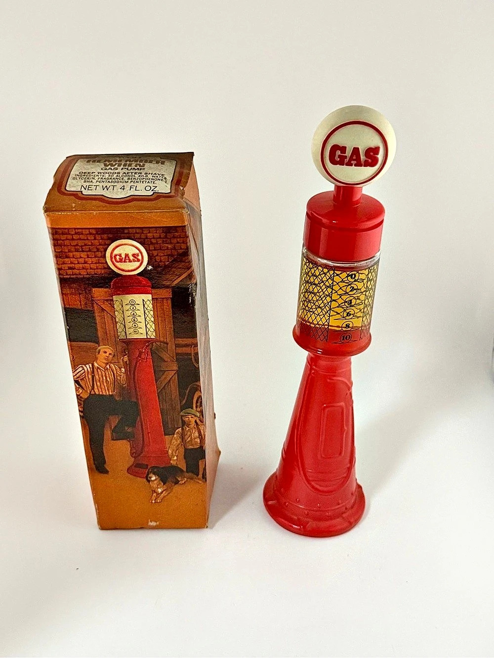 Vintage 1970s Avon "Remember When" Gas Pump Decanter - Full & Boxed